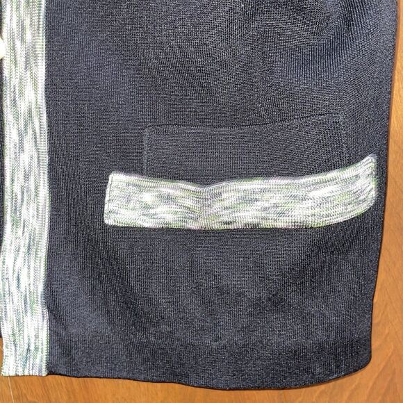 Exclusively Misook Cardigan M Black/Green Trim Long Sleeve Open Front Cardigan` - Picture 5 of 8